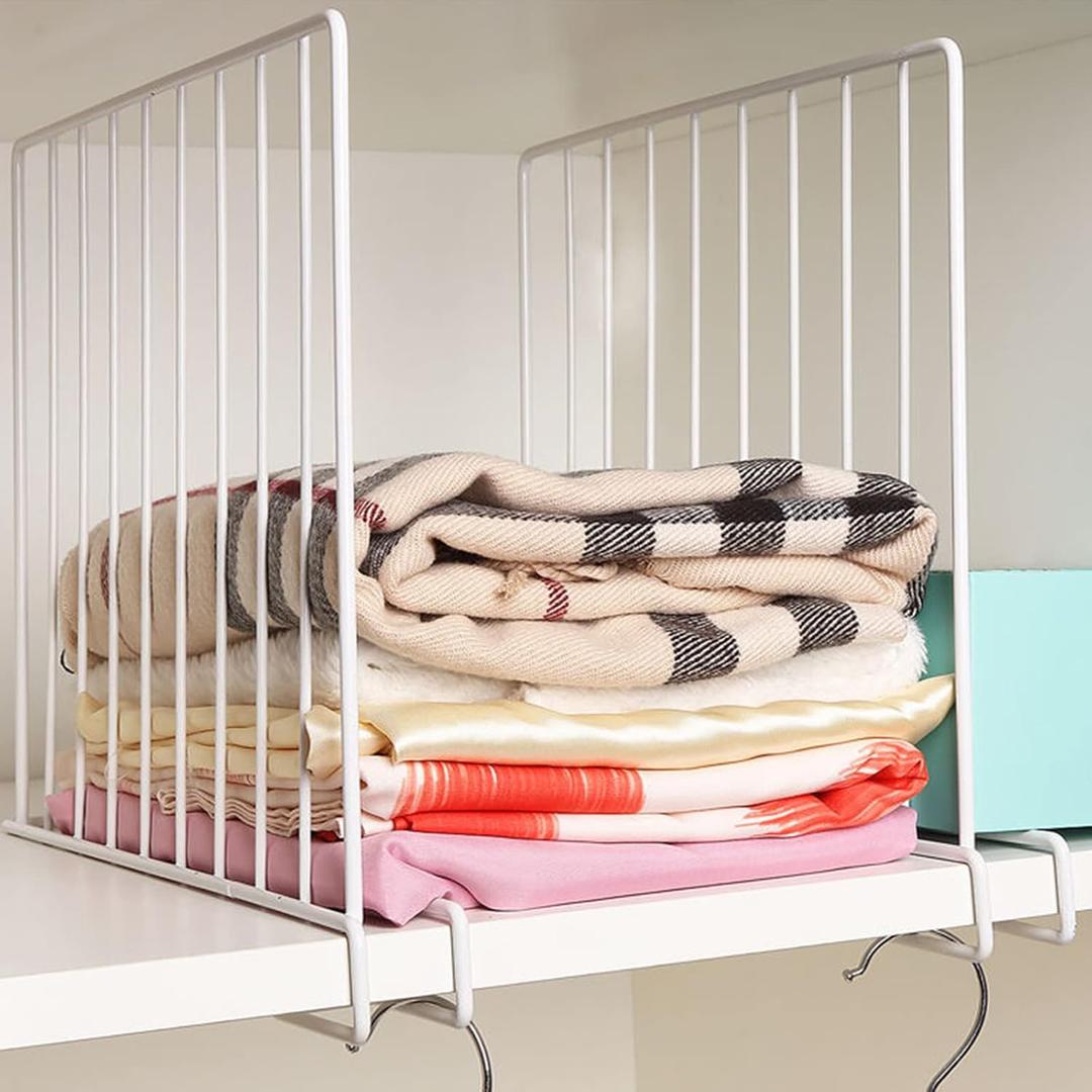 Shelf Dividers, 8 Pack Shelf Dividers for Closet Organization, Metal Closet Shelf Organizer for Wood Shelves Separator for Purse Handbag Sweater Clothes Book Storage Bedroom Wardrobe Kitchen Cabinet
