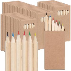 Ctosree 50 Packs Mini Colored Pencils Bulk 3.5'' Coloring Drawing Pencil in Boxes Easter Basket Essentials Gift for Kids Adult Classroom 100th Day of School Painting Birthday Party Favor, 6 Per Pack