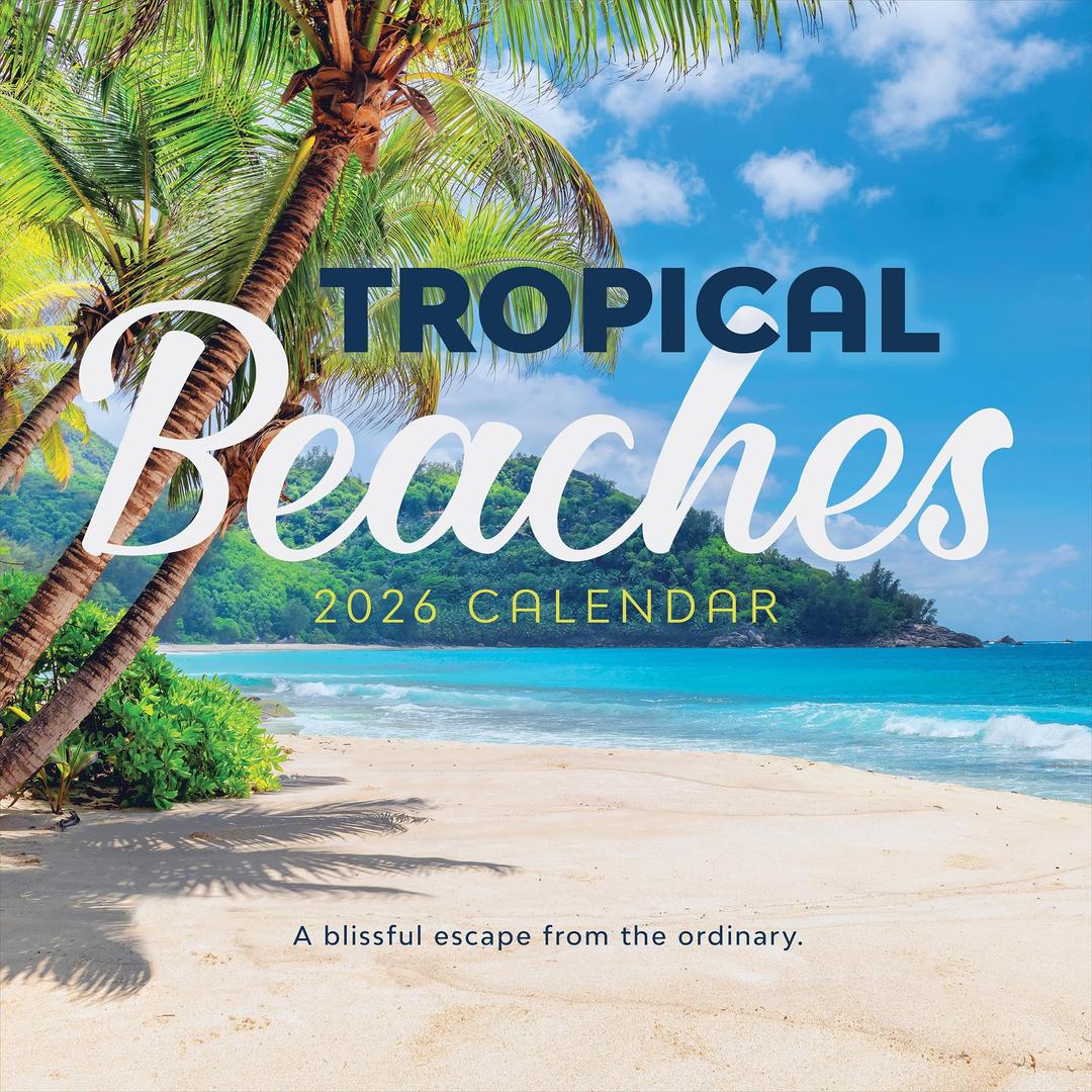 3 x TF Publishing 2026 Tropical Beaches Wall Calendar - Large Grids for Appointments and Scheduling - Vertical Monthly Wall Calendar 2026 w/Premium Gloss Paper for Home and Office Organization - 12x12in, (Mix)