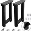 TOCRETOARE Metal Table Legs Heavy Duty, 16H x 12W, Metal Furniture Legs for Dining Desk Bench and Coffee Table, Industrial Black DIY Iron Bench Legs, Set of 2 (Rectangle)