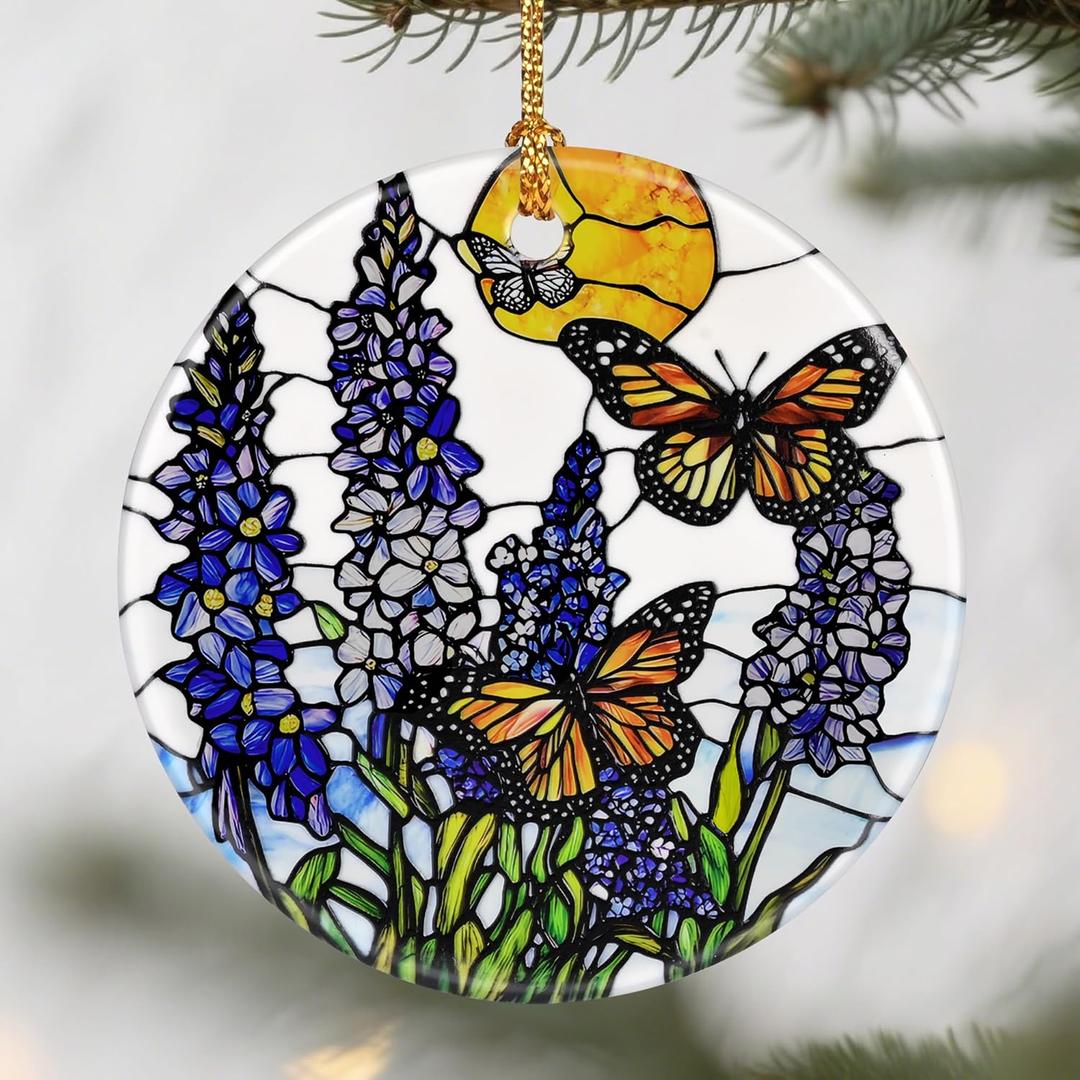 Lavender Butterfly Ornaments, Christmas Ornaments: Christmas Tree Decorations, Holiday Decor, Stocking Stuffers, Gift Ideas, Xmas Gift, Gifts for Flower Lover & Gifts for Butterfly Lover