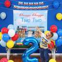 Chugga Chugga Two Two Party Decorations,Train 2nd Birthday Party Supplies, 2nd Birthday Decorations for Boys Include Banner, Tablecloth, Balloons, Cake Topper, Train Birthday Supplies