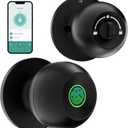 Biometric Door Lock, Rechargeable Fingerprint Lock with App Control, Smart Door Knob for Bedrooms, Offices, Hotels (Black)