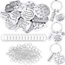 259 Pieces Inspirational Motivational Keychains Charms Pendant Bulk Keychains Inspirational Words Charms with Open Jump Rings Key Rings for Various DIY Necklaces Bracelets Jewelry Making Accessory