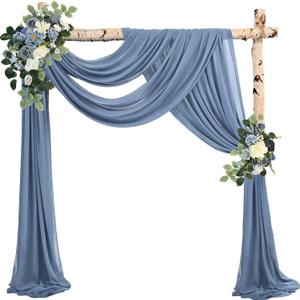 20Ft Length x 28" Width 2 Panels Wedding Arch Draping Fabric Dusty Blue Arch Drapes Chiffon Fabric Sheer Curtains Backdrop for Party Bridal Decorations Wedding Ceremony Ceiling Stage Reception Decor