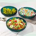 10 Pack Plastic Serving Bowls 10 Inch Fruit Salad Mixing Bowl Vertical Ribbed Pattern Buffet Party Serving Bowls for Vegetable Salad Candy Chip Popcorn Party Snack, Peacock Blue