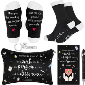 5 Pack Nurse Appreciation Gifts Set for Women May You Be Proud of The Work You Do Nurse Appreciation Makeup Bag Socks Pen Keychain Notebook Gifts for Nursing Assistant Graduation Party Favors