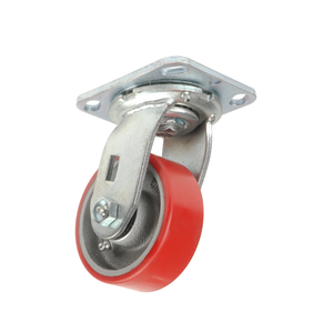 Heavy Duty Casters Set of 4 Industrial Caster Wheels with Polyurethane & Cast Iron, Swivel Plate Casters for Platform Trucks