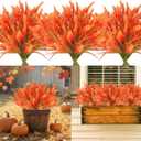 36 Bundles Artificial Fall Flowers Outdoors Fake Fall Lavender Flowers UV Resistant No Fade Plastic Faux Fall Plants for Indoor Home Porch Autumn Thanksgiving Fall Decorations (Orange)