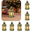 6 Pcs Gold Mini Lanterns for Centerpieces: Enchanted Forest Decorations Hanging Lanterns Decorative for Wedding Party Halloween, Small lnatern Home deocr, Batteries Included