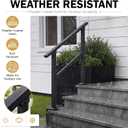 Hand Rails for Outdoor Steps, 3-Step Metal Stair Railing Kit, Matte Black
