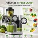 WETIE Cold Press Juicer, Powerful Juicer Machines with Adjustable Juicing Pressure, 99% High Juice Yield, Quiet Slow Masticating Juicer with Touch Screen, 3.54'' Feed Chute, Easy to Clean with Brush