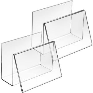 Vicenpal 4 Pcs Clear Acrylic Postcard Holder Business Card Holder Greeting Card Display Clear Business Card Stand Rack for Index Card Organizer Desk Table Home Office School, 6 x 4.25 x 4.5 Inch