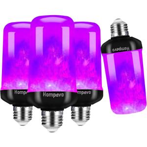 Hompavo Upgraded LED Flame Light Bulbs Halloween Decorations, 4 Modes Flickering Light Bulbs with Upside Down Effect, E26/E27 Flame Bulb for Christmas Party Home Indoor & Outdoor (4 Pack) (Purple)