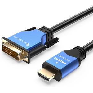 BlueRigger HDMI to DVI Cable 3FT (High-Speed, Bi-Directional Adapter Male to Male, DVI-D 24+1, 1080p, Aluminum Shell) - Compatible with Raspberry Pi, Roku, Xbox One, PS5/PS4/PS3, Graphics Card