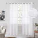 BGment White Sheer Curtains 72 Inches Long for Bedroom, Grommet Linen Look Semi Sheer Light Filtering Casual Textured Privacy Drapes for Living Room, 2 Panels (Each 52 x 72 Inch, White)
