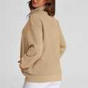 PRETTYGARDEN Women's 2025 Spring Fall Fashion Full Zip Up Sweatshirt Long Sleeve Loose Fit Trendy Casual Jacket with Pockets (Beige, S)
