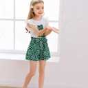 Toddler Girl Clothes 2 Piece Girls Outfits Set Print Bow Top and Belted Ditsy Floral Shorts for Spring Summer (S)