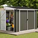 DWVO 7x4 FT 3-Door Storage Shed, Lockable Metal (49.8"D x 76.3"W x 63.3"H)