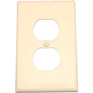 Leviton 1-Gang Duplex Device Receptacle Wallplate, Midway Size, Thermoset, Device Mount, 80503-T, Light Almond