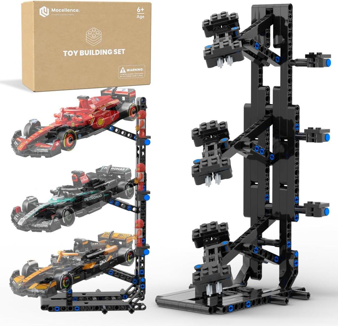 Display Stand for Lego Speed Champions Formula 1 Race Car, Stand for F1 Car 66802 77242 77243 77244 77245 77246 77247 77248 77249 77250 77251 and other 8-stud car, Building Kit for Kid 6+