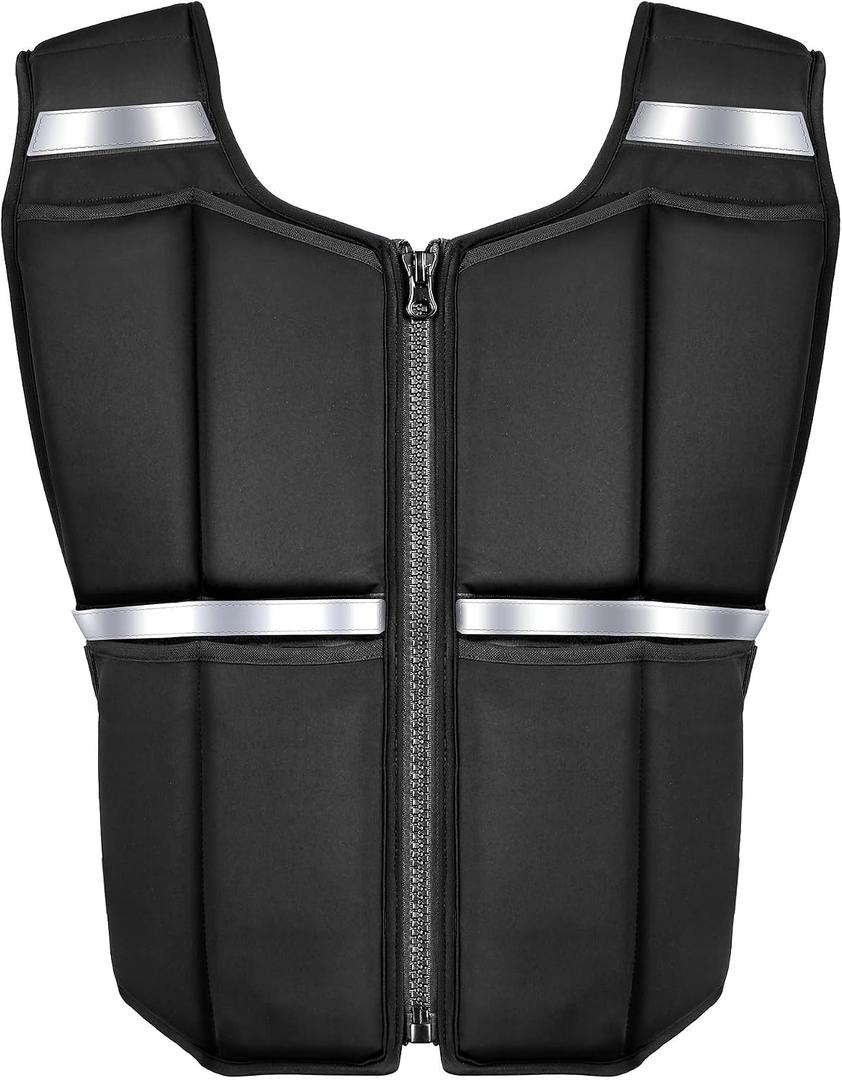 Adjustable Weighted Vest for Men, 45lb Rucking Vests for Women Walking with Zipper/16pcs Silicone Weights, Strength Training Workout Vest for Running GYM Home, Removable Reflective Strips