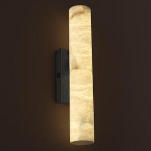 Bronze Alabaster Wall Sconces, 20" Natural Marble Wall Sconce, Hardwired Black Wall Sconces Indoor, Stone Wall Sconce Dimmable, Alabaster Wall Lamp for Living Room, Bathroom, Bedroom, Stair-Upgraded