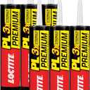 Loctite PL Premium Polyurethane Construction Adhesive, 10 fl oz Cartridge, 6 Pack - Versatile Construction Glue for Wood, Concrete, Stone, Metal & More