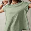 Milumia Women Crew Neck Short Sleeve Loose Fit T-Shirts Summer Solid Casual Tee Tops (M)