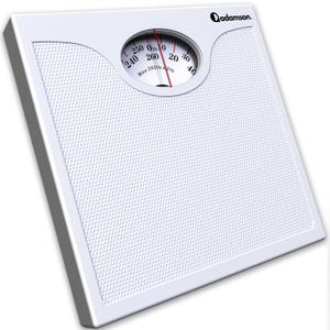 Adamson A22 Bathroom Scale for Body Weight - Up to 260 LB - Anti-Skid Rubber Surface - Analog Bathroom Weight Scales - Affordable - Durable with 20-Year Assurance - White