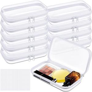 Sanwuta 10 Pcs Hard Zipper Case Clear Hard Pouches Plastic Zipper Pencil Box Toy Storage Bins Portable Plastic Container for Travel Toiletry Office Cosmetic Block Puzzle Organizer(S,Clear)