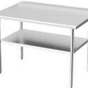 Derro Stainless Steel Table for Prep & Work, 30x48 in, Metal Commercial Heavy Duty Table with Backsplash and Adjustable Under Shelf and Foot for Restaurant, Home and Hotel
