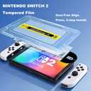 LESUTI 3-IN-1 Kit for Nintendo Switch 2 (2025) - Tempered Glass Screen Protector (2-Pack, Auto Alignment), Sheer Pink Protective Cover & 6-Pack Anti-Slip Joystick Caps | Ultimate Accessories Bundle