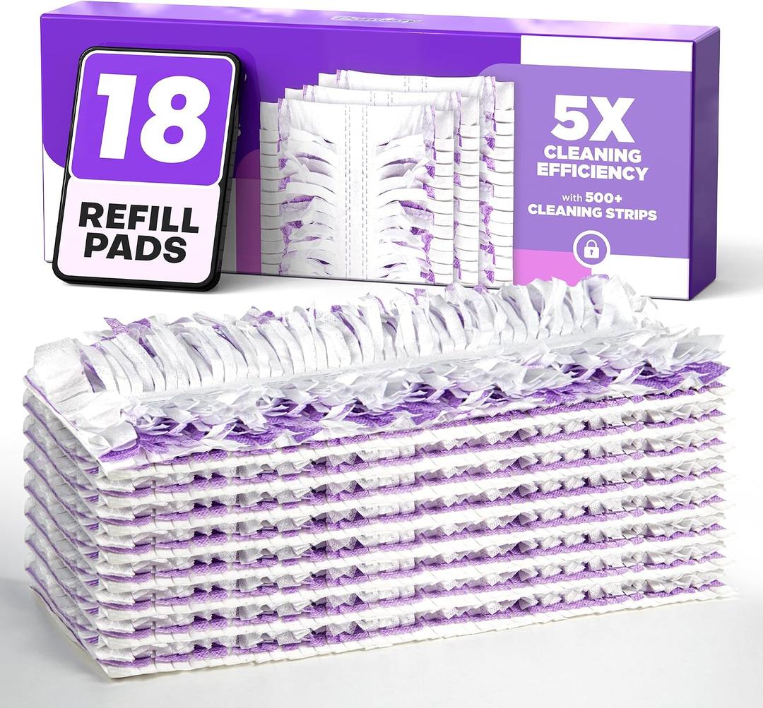 5X Cleaning Power Mop Refills for Swiffer Power Mop, 500+ Strips Multi-Surface PowerMop Refill Pads, 18 Count Disposable Powermop Wood Mops, Replacement Mopping Pad for Floor Cleaning