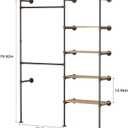 Industrial Pipe Clothes Racks with LED Lights& Shelves, Heavy Duty Adjustable Garment Hanger with Shelves, 2 Installation Methods Closet Storage System for Wardrobe Organization (Black)