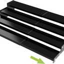 Expandable 4-Tier Step Spice Rack Organizer for Kitchen Cabinet Modern Design and Non Skid Space Saving Storage Shelf for Countertop Cabinets Pantry(1Pack/Black)