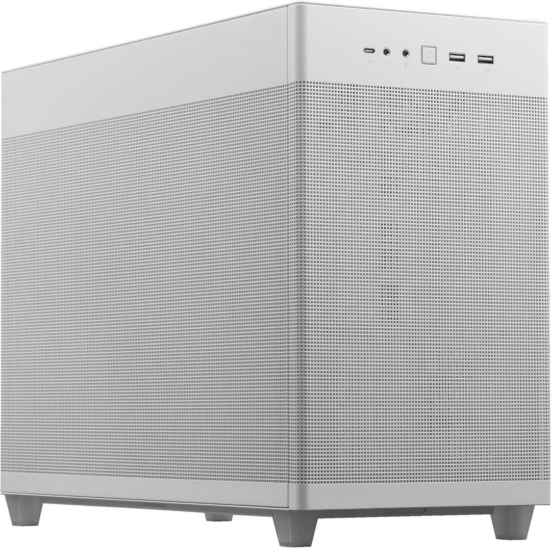 ASUS Prime AP201 33-Liter Micro ATX White PC case with Tool-Free Side Panels and a Quasi-Filter mesh, with Support for 360 mm Coolers, Graphics Cards up to 338 mm Long, and Standard ATX PSUs