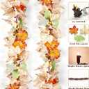 9Ft Thanksging Garland with Lights Plug in Fall Decorations for Home 50 White Bulbs Connectable Lighted Thanksgiving Garland for Indoor Outdoor Harvest Mantle Fireplace Fall Decortions(3 Packs)