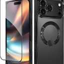 OOK Magnetic Case Made for iPhone 17 Pro Max 6.9 Inch (Compatible with MagSafe) Clear Phone Cover with Screen Protector Soft TPU Anti-Scratch Shockproof Protective Case for Women Men - Black