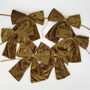 Gold Velvet Bows Christmas Tree Ornaments 8.5 inch Pre-Tied Golden Velvet Ribbon Bows for Christmas Tree, Gift Wrapping, Wreath, Garland, Crafts, Holiday Decor, 6 Pcs