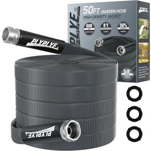 Garden Hose 50ft, Made of TPU(Not PVC), Ultra-Light & Flexible Water Hose, Non-Shrinking, Easy to Store, Drinking Water Safe Material, All-weather, Black&Gray
