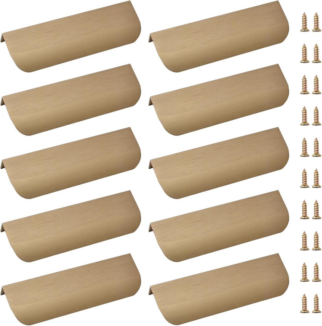 MOROBOR Finger Edge Pull, 10 PCS Concealed Rounded Edge Drawer Handles, Aluminum Alloy Invisible Wardrobe Handles for Cabinet Hardware Drawer, 120 mm/Bronze