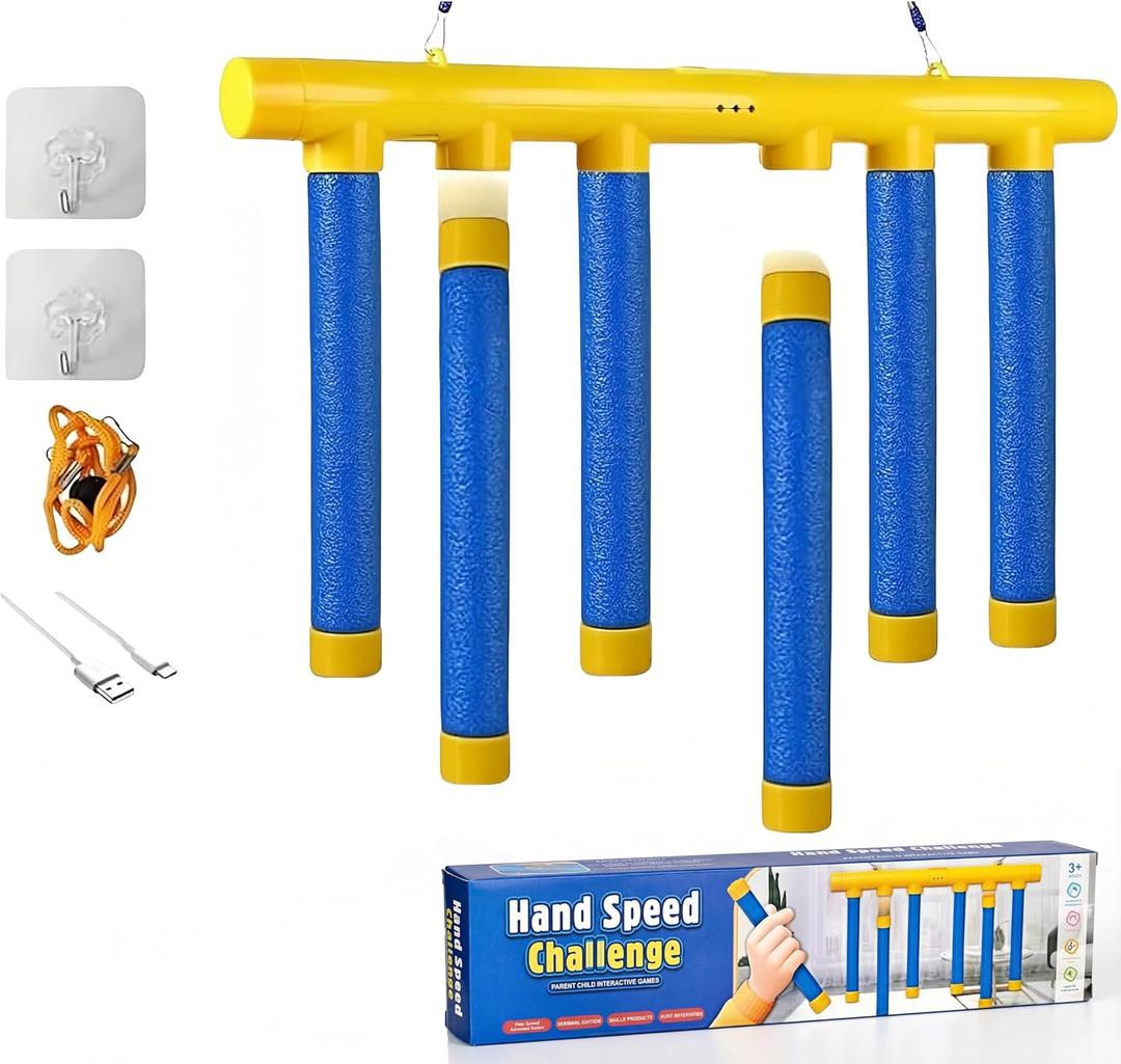 2025 Upgrade Reflex Drop Sticks Challenge Game, Falling Sticks Reaction Training Tool, Adjustable Speed Catching for Hand Eye Coordination & Reaction Time Boost in Adults (Yellow)