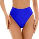Kepblom Women's High Waisted Bikini Bottom - High Cut Cheeky Rave Bottoms for Beach, Swimming Pool,Rave Festivals (Blue, XXL)
