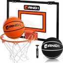 AND1 Over the Door Mini Basketball Hoop: 18x12 Shatterproof Backboard, 2 Mini Basketballs, and Hand Pump Included- Ultimate Indoor Basketball Accessory for Kids and Adults, No Tools Required (Clear)