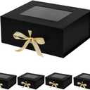 5 Pcs Black Gift Box for Presents with Ribbon 13.2x11x5.3 Inches Clear Gift Box with Window Magnetic Closure Gift Boxes with Lids
