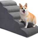 CiWiVOKi Dog Stairs for Bed, 5-Step Dog Steps for Couch and High Bed, Non-Slip Pet Stairs, 24" High Sofa Foam Ramp - Best for Small Pets, Older Cats with Joint Pain