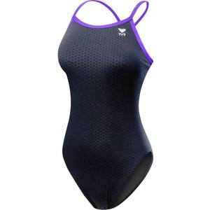 TYR Womens Hexa Diamondfit Swimsuit (28, Black/Purple)