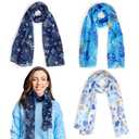 CiyvoLyeen Hanukkah Gifts Scarves Menorah Scarf Lightweight Soft Silky Scarf Holiday Festival Outfits Costume Chanukah Party Supplies for Women Decoration Thanksgiving Christmas Birthday Gifts 3 Pcs