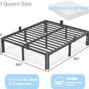 14 inch Queen Bed Frame with Round Corner Legs and Headboard Hole Mattress Slide Stopper 3500 lbs Heavy Duty Metal Platform,Steel Slats Support,No Box Spring Needed,Easy Assembly,Noise Free